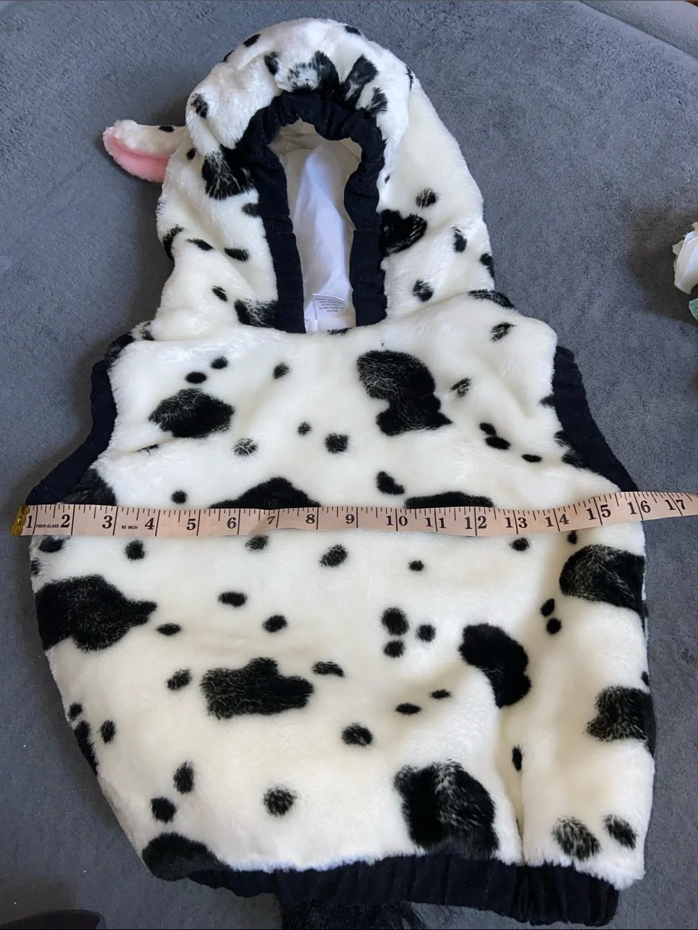 Kids Cow Print Fleece Hooded Vest - Black & White Approximately 2+years and up